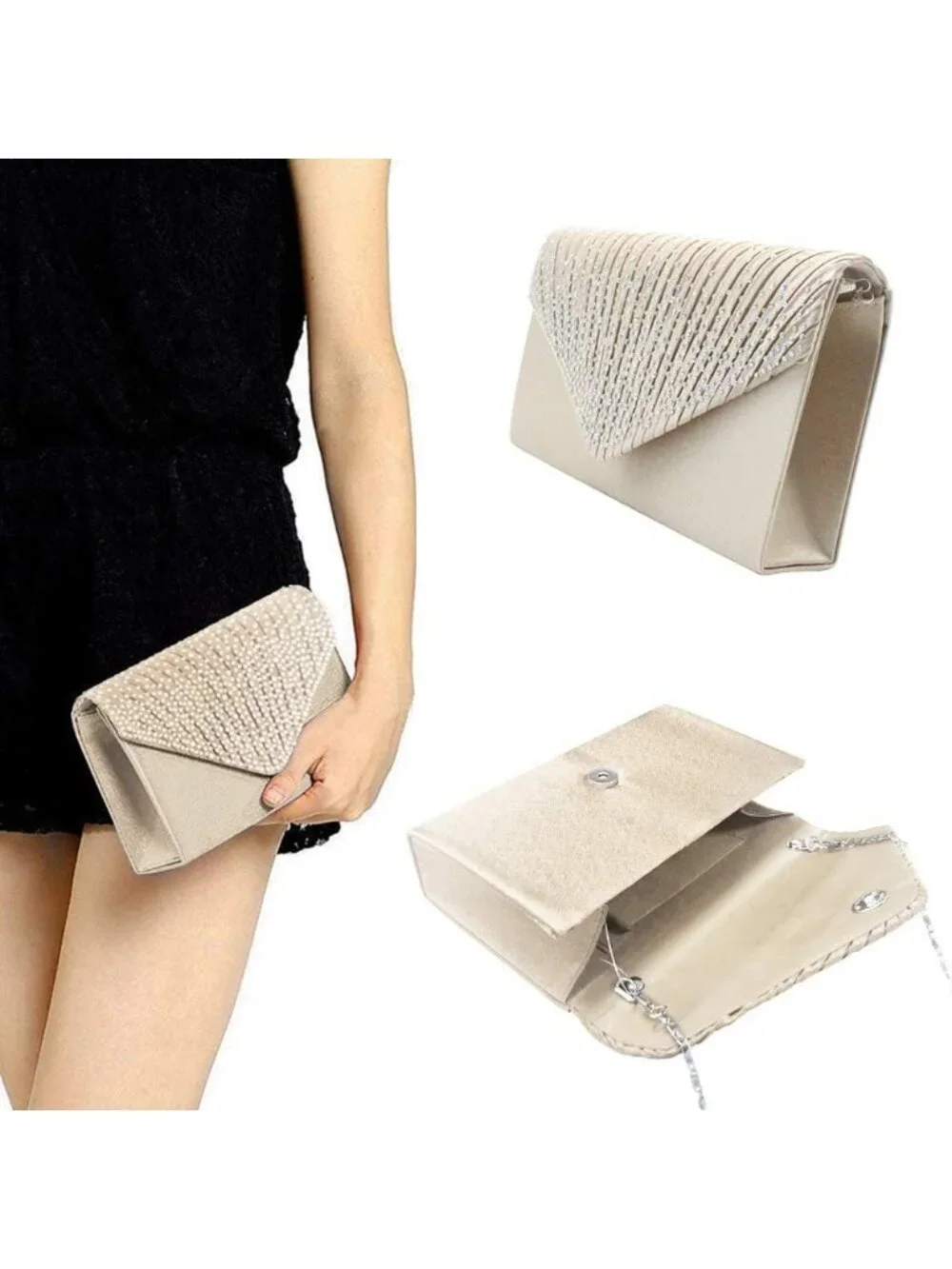 〽️ Women’s Apricot Clutch Purse Bridal Wedding Party Evening Shoulder Bag